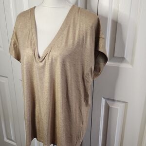 White House Black Market Metallic Short Sleeve Top